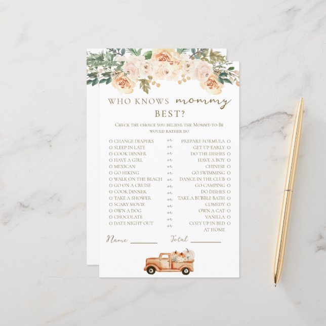 Floral Pumpkin Truck, der Mommy Best kennt (Vorderseite/Rückseite Beispiel)