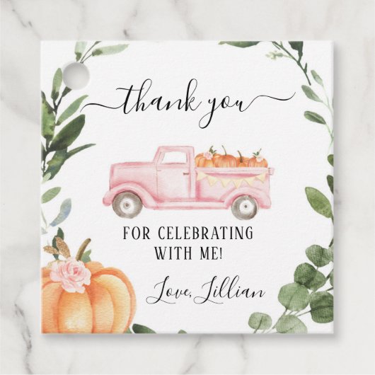 Floral Pumpkin Vielen Dank Tag Geschenkanhänger (Vorderseite)