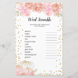 Floral Pumpkin Wasserfarbe Word Scramble Game
