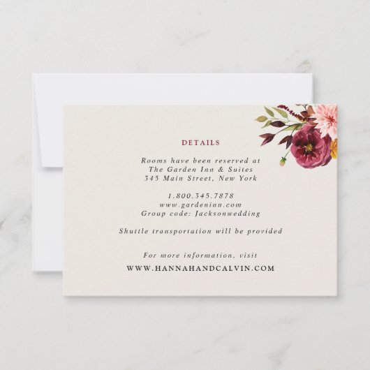 Floral Pumpkin Wedding Details Card Einladung (Vorderseite)