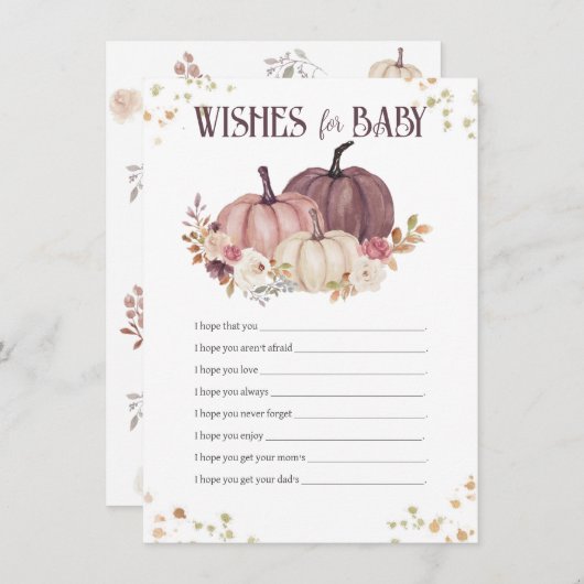 Floral Pumpkin wünscht sich Baby, gut wünscht Mitteilungskarte (Vorne/Hinten)