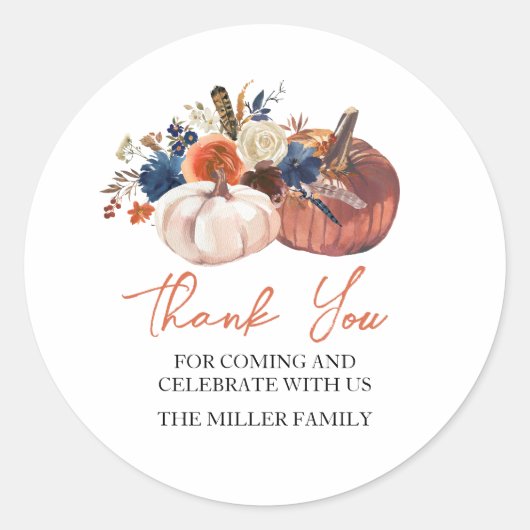 Floral Pumpkins autumn fall Sticker (Vorderseite)