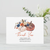 Floral Pumpkins autumn Thank you card Dankeskarte (Stehend Vorderseite)