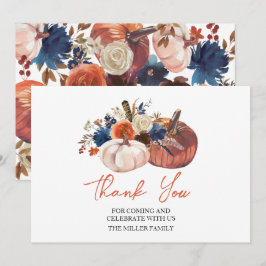 Floral Pumpkins autumn Thank you card Dankeskarte