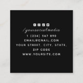 Floral Punk Rock Dog Tattoo Artist Social Media Quadratische Visitenkarte (Rückseite)