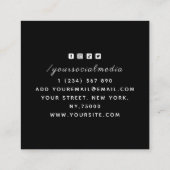 Floral Punk Rock Kuh Tattoo Artist Social Media Quadratische Visitenkarte (Rückseite)