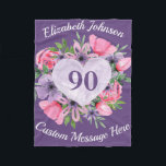 Floral Purple 90th Birthday Blanket for Women Fleecedecke<br><div class="desc">Looking for a fabulous gift for a 90 year old woman?  Keep her warm and cozy with this lovely personalized 90th birthday blanket!  Add her name above the floral heart,  and any message of your choice underneath.  Perfect 90 year old birthday gift for any woman!</div>