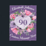Floral Purple 90th Birthday Blanket for Women Fleecedecke<br><div class="desc">Looking for a fabulous gift for a 90 year old woman?  Keep her warm and cozy with this lovely personalized 90th birthday blanket!  Add her name above the floral heart,  and any message of your choice underneath.  Perfect 90 year old birthday gift for any woman!</div>