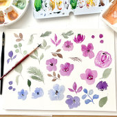 Floral Purple Gold Winter favors bridal shower Poster