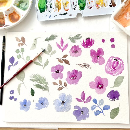 Floral Purple Gold Winter favors bridal shower Poster