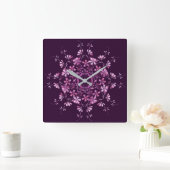 Floral purple mandala. quadratische wanduhr (Zuhause)