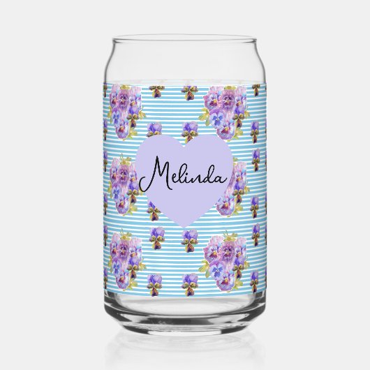 Floral Purple Viola Blue Lilac Pansy Womans Name Dosenglas (Vorderseite)
