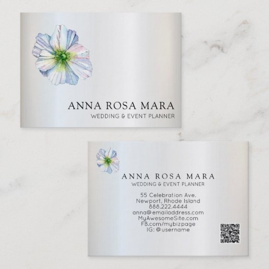 *~* Floral QR Blume Regenbogen Weißer Anemon Visitenkarte (Vorne/Hinten)
