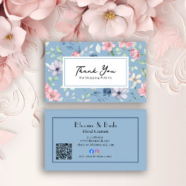 Floral QR Code Business Thank You Card Insert Visitenkarte