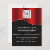 Floral QR Code Glitzer Burgundy Red Schwarz-weiß (Rückseite)
