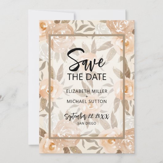 Floral QR Code Hochzeitssache speichern das Datum Save The Date (Vorderseite)