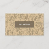 Floral QR Code Social Media Icons Neutral Chic Visitenkarte (Vorderseite)