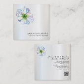 *~* Floral QR Rainbow White Anemone Blume Quadratische Visitenkarte (Vorne/Hinten)