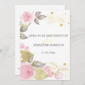 *~* Floral QR Rosen AR15 - UAWG Gold Hochzeit Einladung (Vorne/Hinten)
