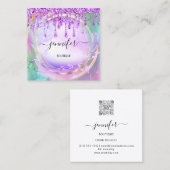 Floral QRCode Beruflich Shop Tropfen Holograph Quadratische Visitenkarte (Vorne/Hinten)
