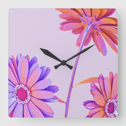 floral quadratische wanduhr (Vorderseite)