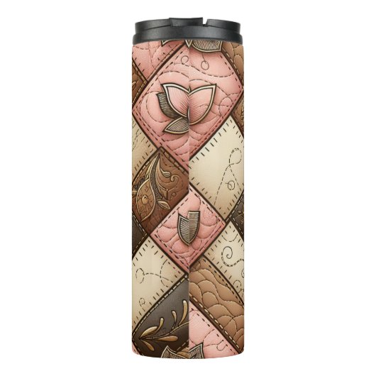 Floral Quilted Patchwork Pattern Design Thermosbecher (Rückseite)