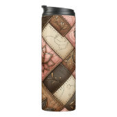Floral Quilted Patchwork Pattern Design Thermosbecher (Nach rechts gedreht)
