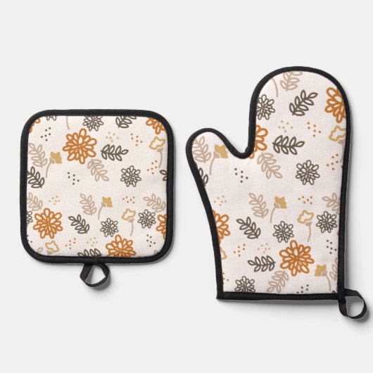 Floral Quilted Potholder / erlass Ofenhandschuh & Topflappen-Set (Vorderseite)