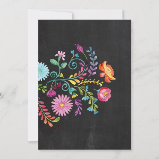 Floral Quinceanera Birthday Fiesta Mexikanisch Einladung (Rückseite)