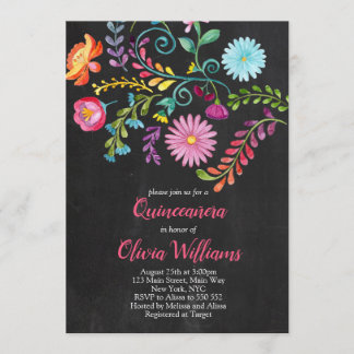 Floral Quinceanera Birthday Fiesta Mexikanisch Einladung