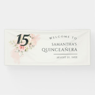 Floral Quinceanera Botanisch 15. Geburtstag Banner