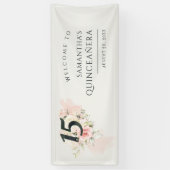 Floral Quinceanera Botanischer 15. Geburtstag Banner (Vertikal)