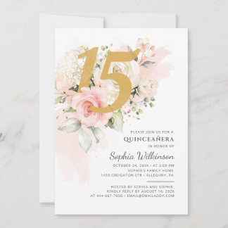 Floral Quinceanera Botanischer 15. Geburtstag Einladung