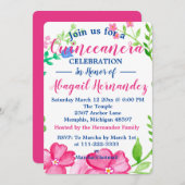 Floral Quinceanera Celebration Feiertagskarte (Vorne/Hinten)