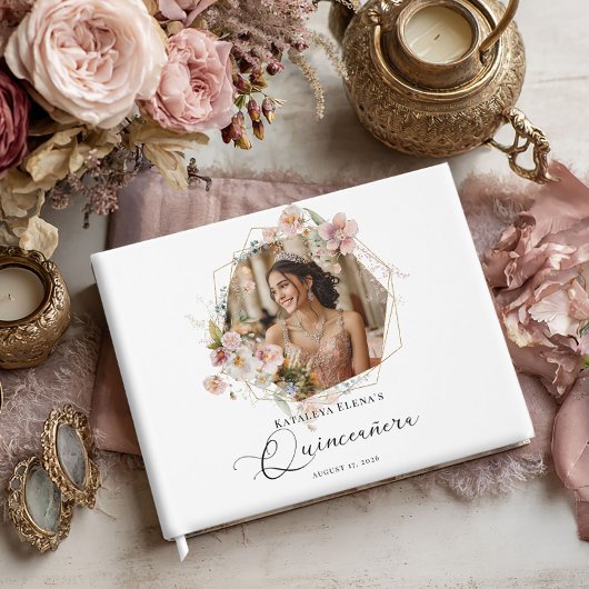 Floral-Quinceanera-Foto Gästebuch