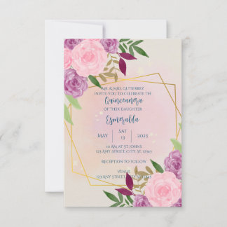 Floral Quinceañera, Geburtstag, Hochzeit, Babypart Einladung