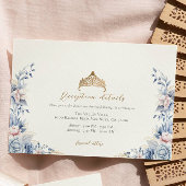 Floral Quinceañera Gold Tiara Einschließungskarte Begleitkarte