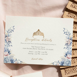 Floral Quinceañera Gold Tiara Einschließungskarte Begleitkarte