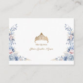 Floral Quinceañera Gold Tiara Einschließungskarte Begleitkarte (Rückseite)