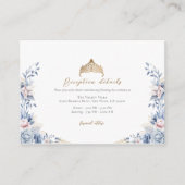 Floral Quinceañera Gold Tiara Einschließungskarte Begleitkarte (Vorderseite)