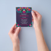 Floral Quinceanera Lila mexikanische Fiesta Geburt Flyer (Gruppe)