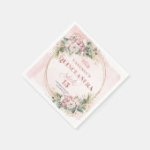 Floral Quinceañera Napkins in Dusty Pink and Gold Serviette (Ecke)