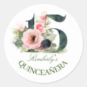Floral Quinceanera Runder Aufkleber (Vorderseite)