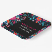 Floral Quinceanera Schwarz Mexican Fiesta Geburtst Pappteller (Gewinkelt)