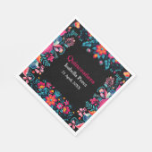 Floral Quinceanera Schwarz Mexican Fiesta Geburtst Serviette (Ecke)