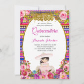 Floral Quinceñera Einladung Spanisch Einladung (Vorderseite)