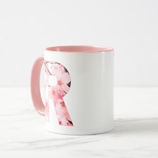 Floral R Initial Mug | Personalized Name & Traits Tasse (Vorderseite Links)