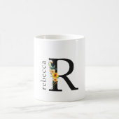 Floral-R-Monogramm-Tasse mit bearbeitbarem Namen Kaffeetasse (Mittel)