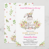 Floral Rabbit Baby Dusche Einladung (Vorne/Hinten)