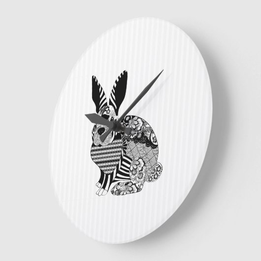Floral Rabbit Große Wanduhr (Winkel)